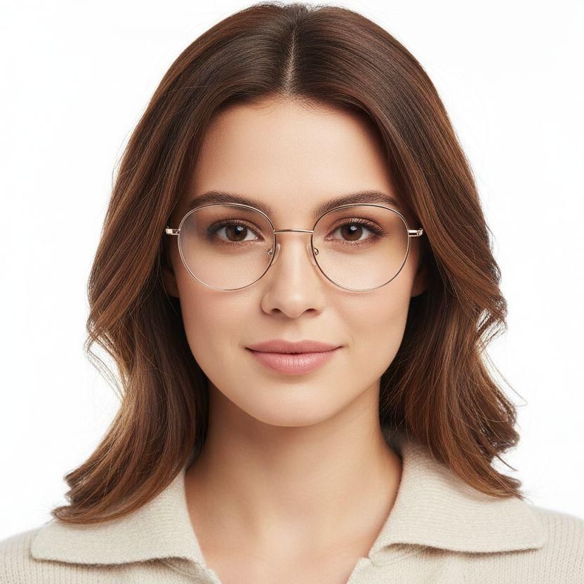 Ovale braune Metallbrille #BS2425-0539