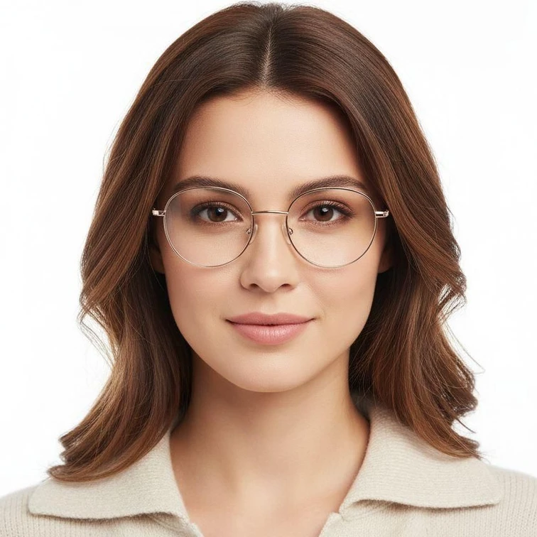 Oval Brown Metal Glasses #BS2425-0539