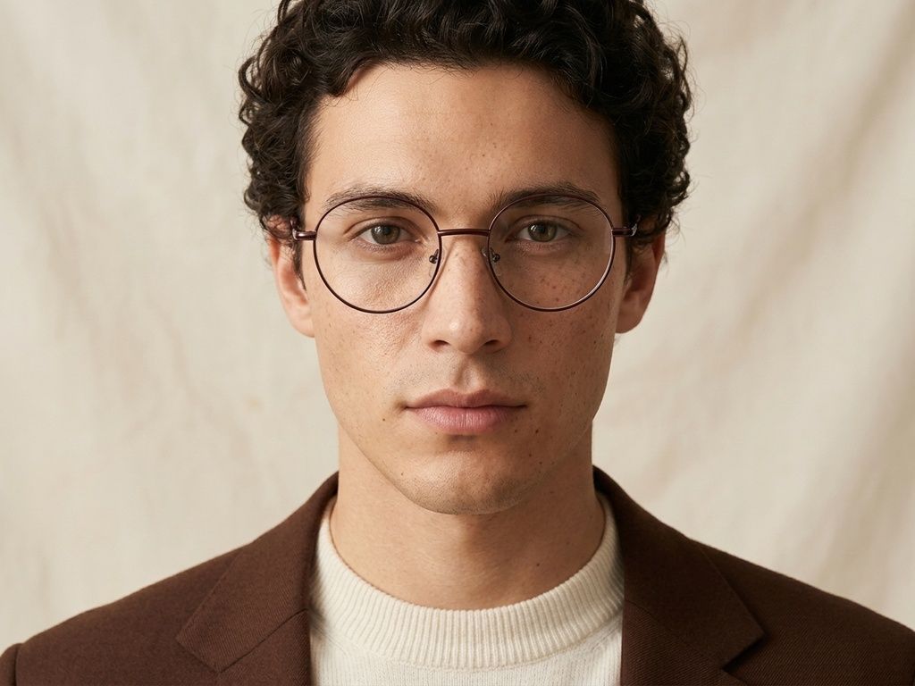 Oval Red Metal Glasses #BS2425-0541