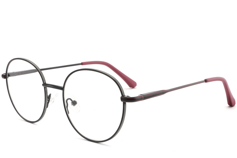 Oval Red Metal Glasses #BS2425-0541