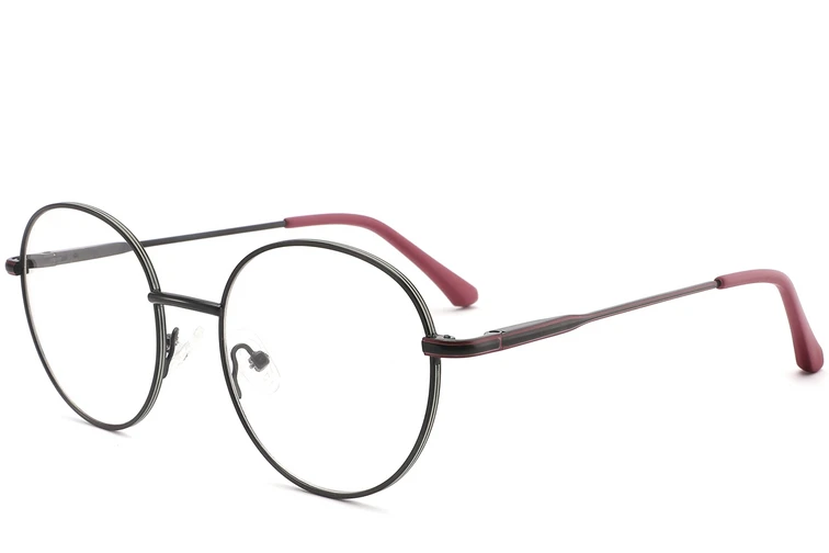 Oval Red Metal Glasses #BS2425-0541