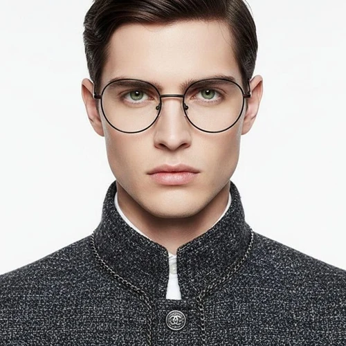 Oval Red Metal Glasses #BS2425-0541