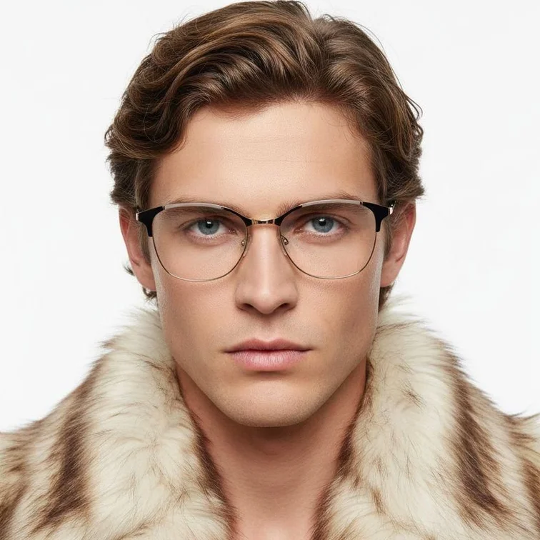 Gafas de metal marrón con forma de mariposa #BS2425-0546