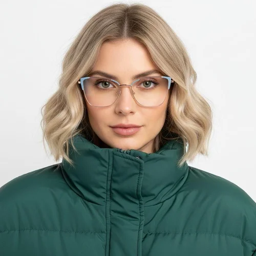 Lunettes papillon en métal bleu #BS2425-0560