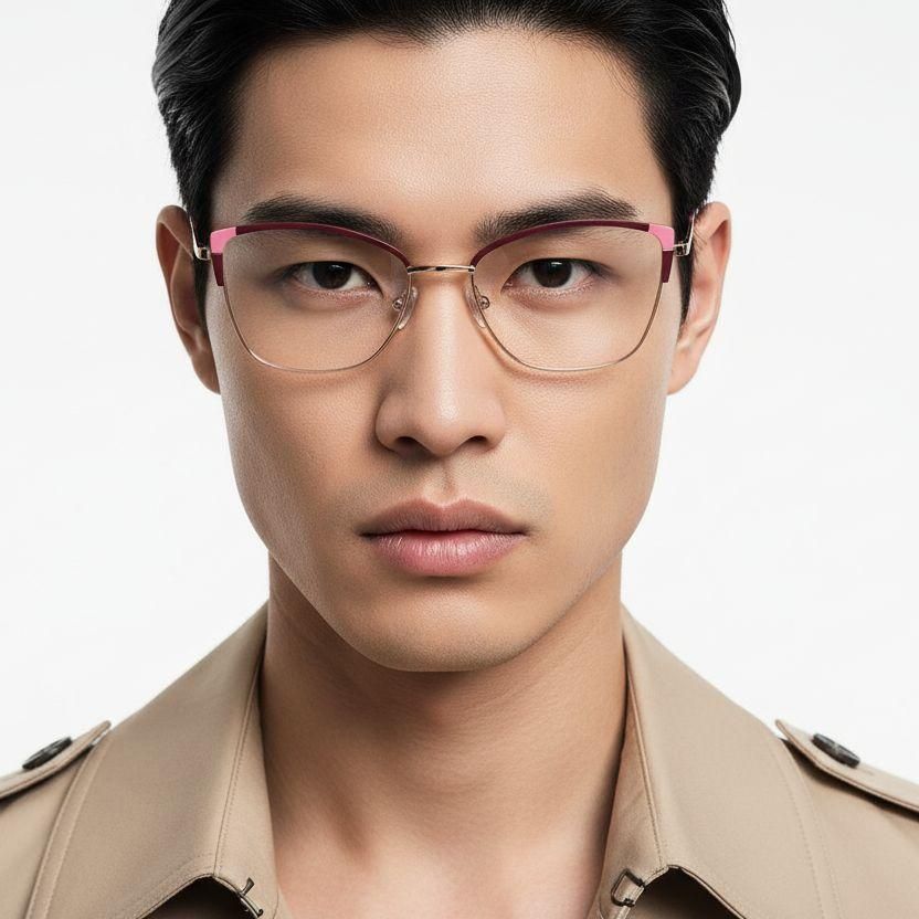 Schmetterlingsrosa Metallbrille #BS2425-0570