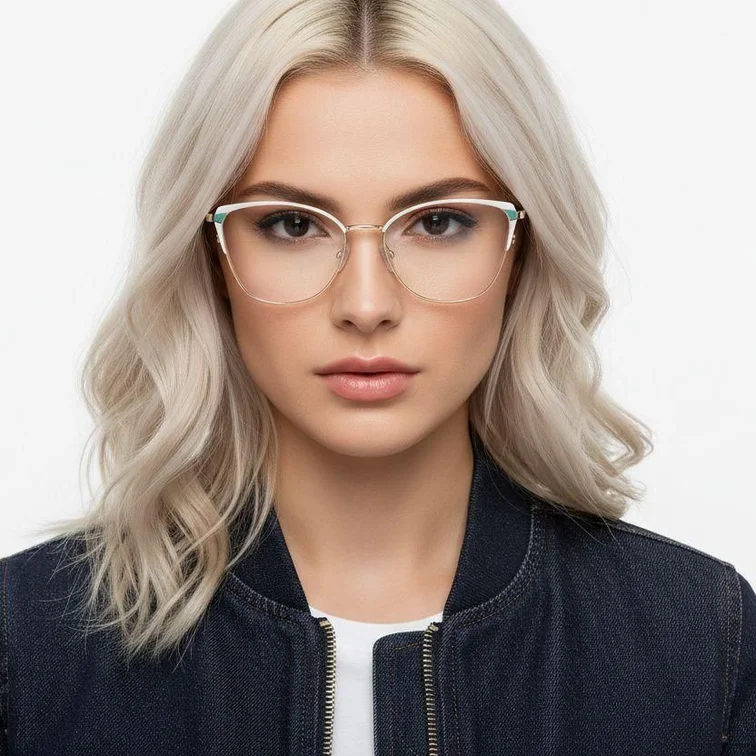 Butterfly-Brille aus weißem Metall #BS2425-0587