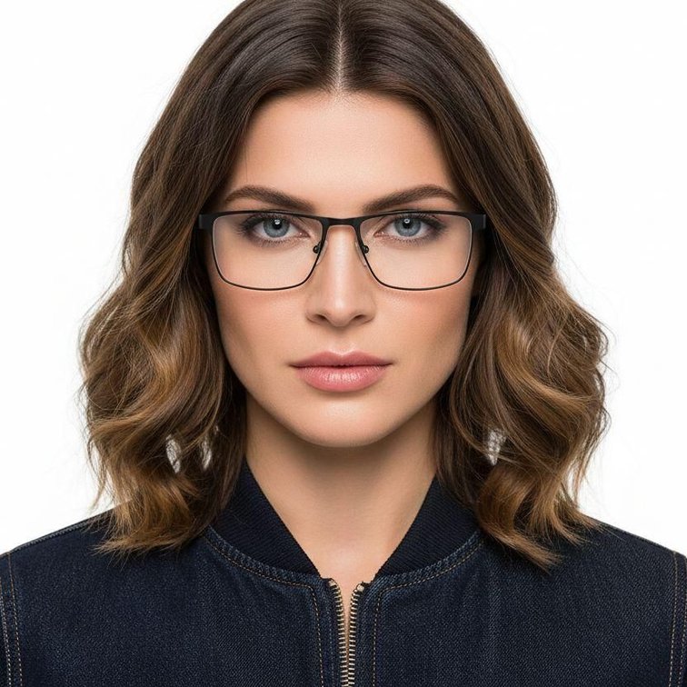 Gafas rectangulares de metal negro #BS2425-0593