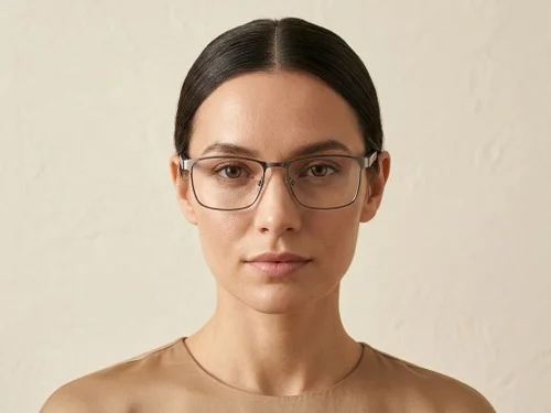 Lunettes rectangulaires en métal argenté #BS2425-0597