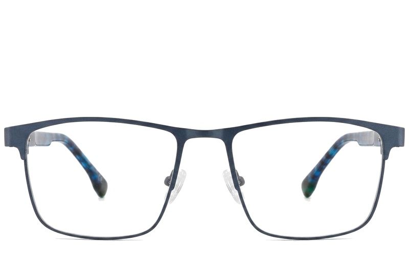 Lunettes rectangulaires en métal bleu #BS2425-0599