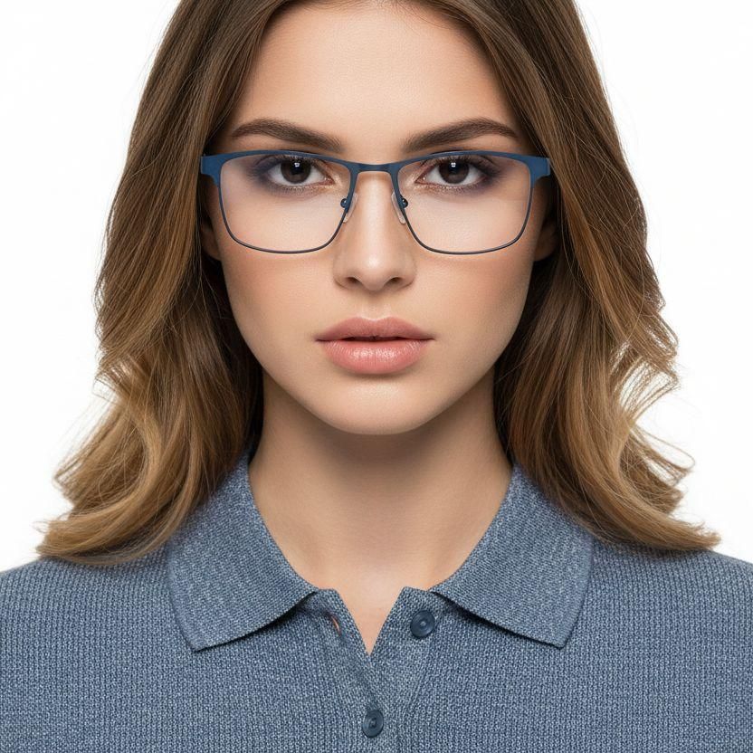 Rectangular Blue Metal Glasses #BS2425-0599