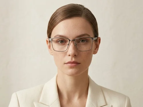 Lunettes rectangulaires en métal argenté #BS2425-0602