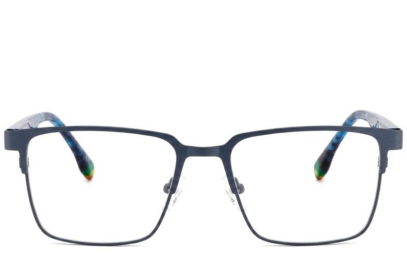 Lunettes rectangulaires en métal bleu #BS2425-0604