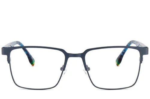 Lunettes rectangulaires en métal bleu #BS2425-0604