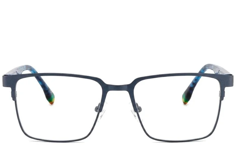 Lunettes rectangulaires en métal bleu #BS2425-0604