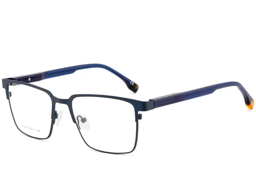 Lunettes rectangulaires en métal bleu #BS2425-0605