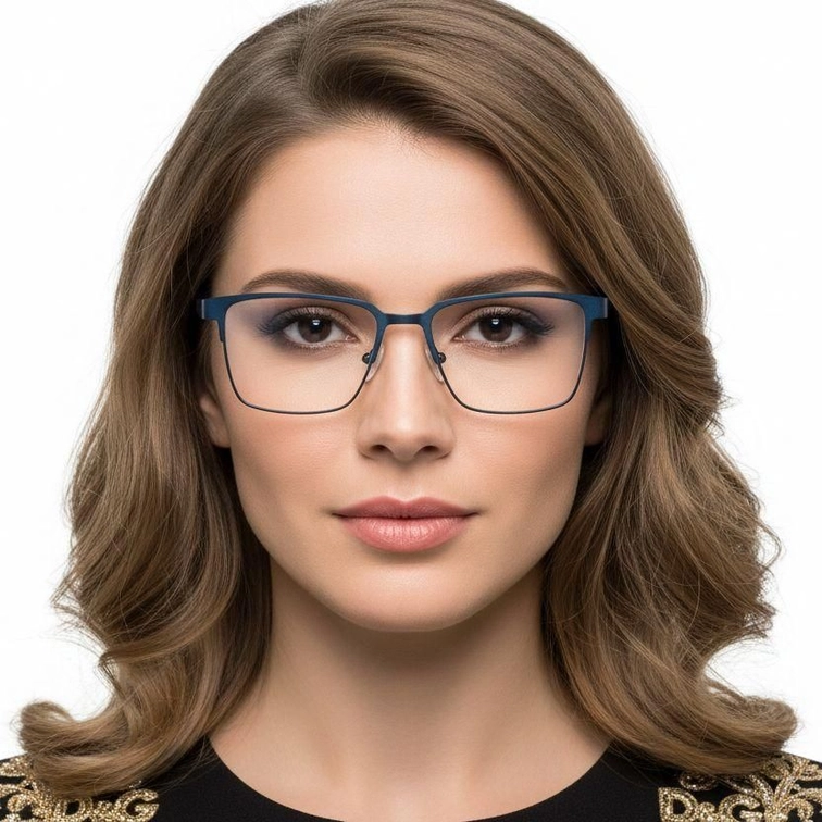 Rectangular Blue Metal Glasses #BS2425-0605
