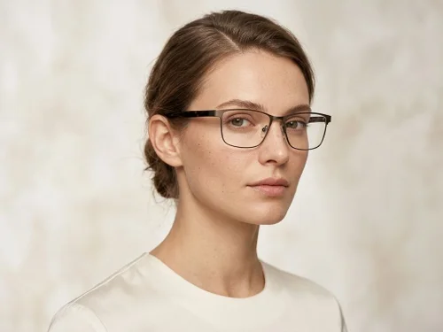 Lunettes rectangulaires en métal brun #BS2425-0606
