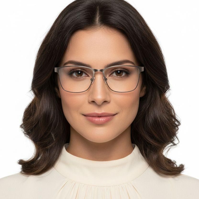 Rectangular Silver Metal Glasses #BS2425-0607