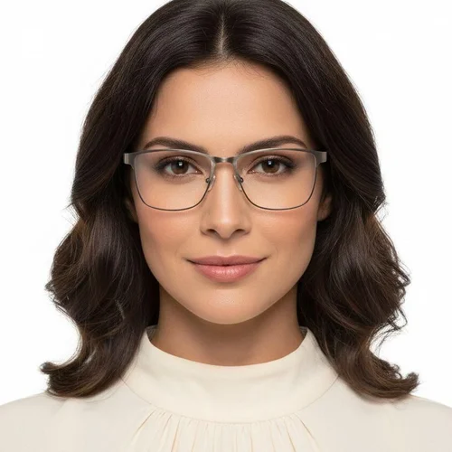 Lunettes rectangulaires en métal argenté #BS2425-0607