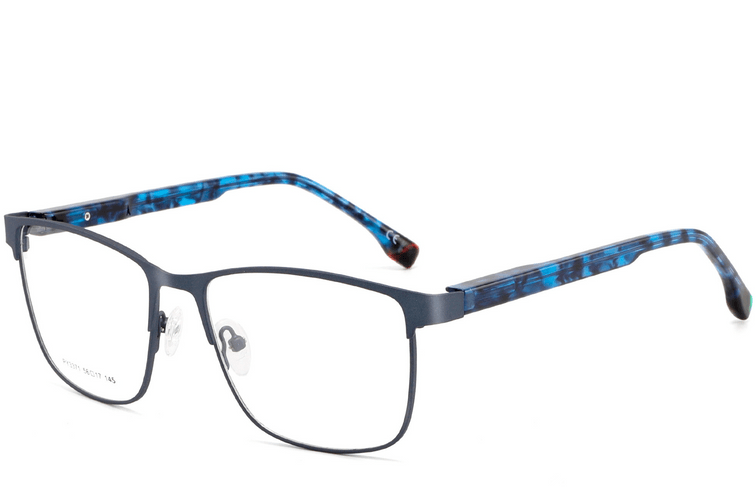 Rectangular Blue Metal Glasses #BS2425-0609
