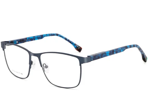 Lunettes rectangulaires en métal bleu #BS2425-0609