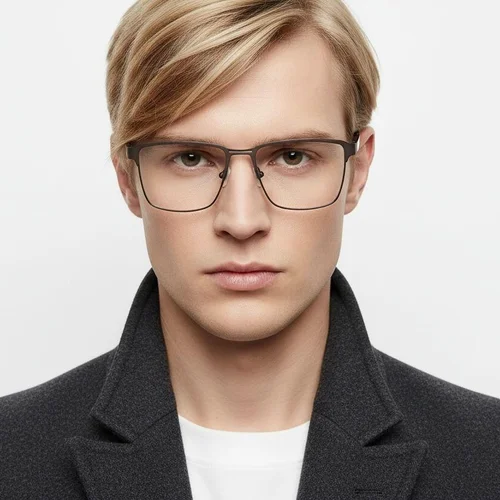 Lunettes rectangulaires en métal brun #BS2425-0611