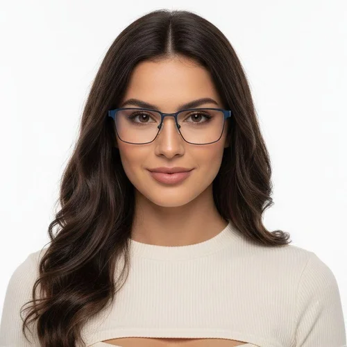 Lunettes rectangulaires en métal bleu #BS2425-0613