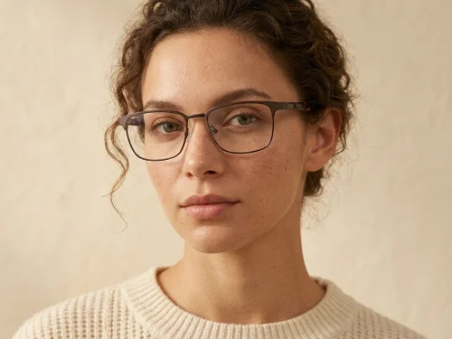 Lunettes rectangulaires en métal brun #BS2425-0614