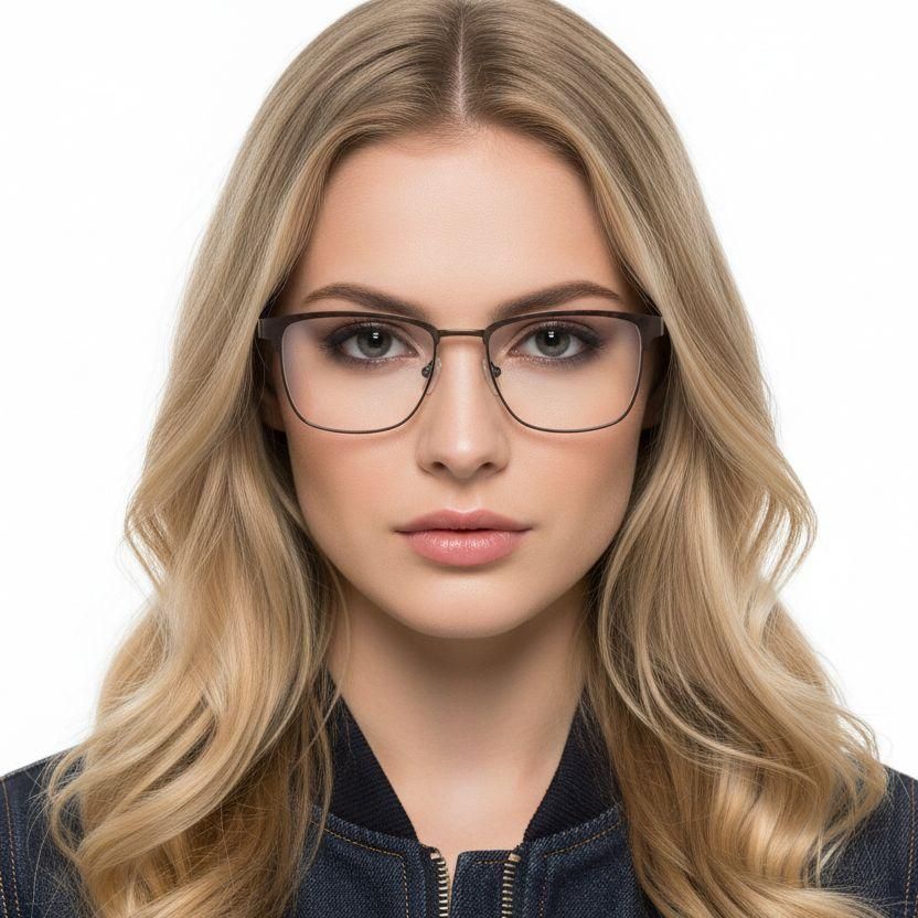 Rectangular Brown Metal Glasses #BS2425-0614