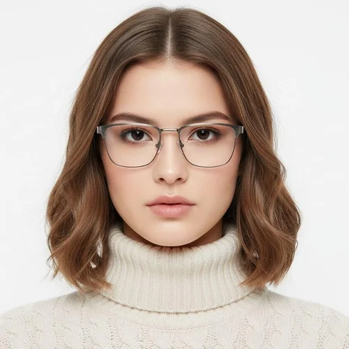 Lunettes rectangulaires en métal argenté #BS2425-0615