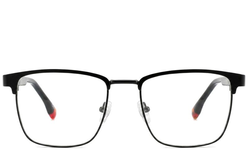 Occhiali rettangolari in metallo nero #BS2425-0616
