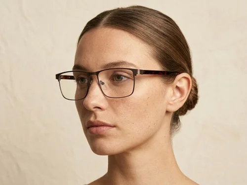 Lunettes rectangulaires en métal brun #BS2425-0619