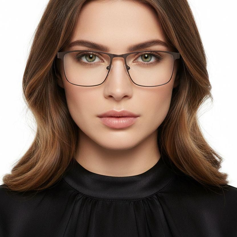 Rectangular Brown Metal Glasses #BS2425-0619