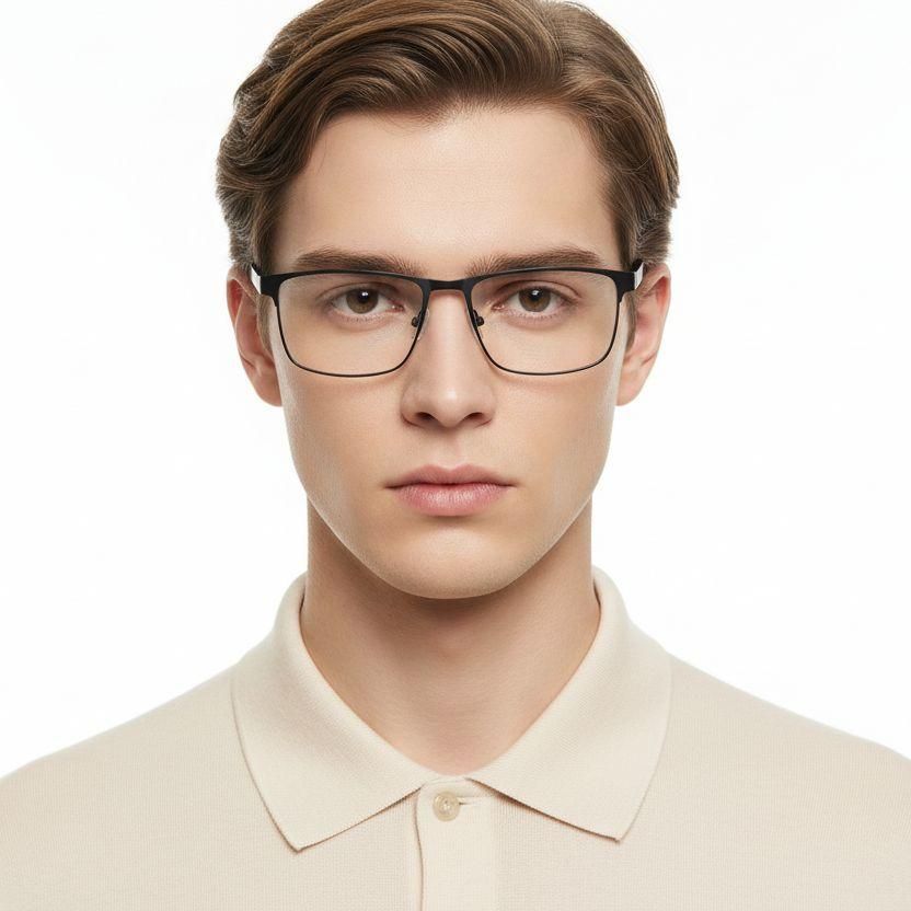 Rectangular Black Metal Glasses #BS2425-0621