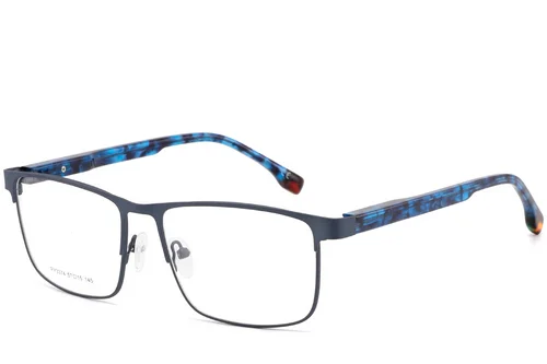 Lunettes rectangulaires en métal bleu #BS2425-0622