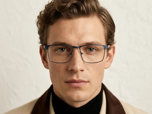 Lunettes rectangulaires en métal bleu #BS2425-0623