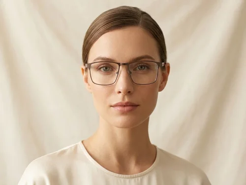 Lunettes rectangulaires en métal brun #BS2425-0624