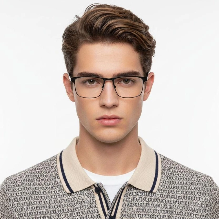 Rectangular Black Metal Glasses #BS2425-0626