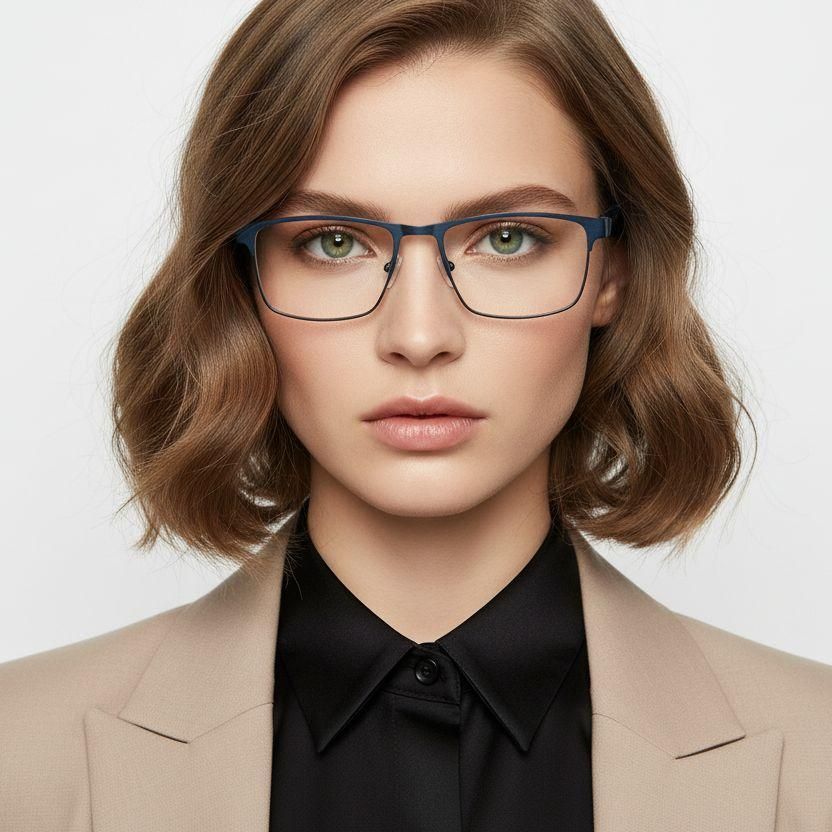 Rectangular Blue Metal Glasses #BS2425-0627