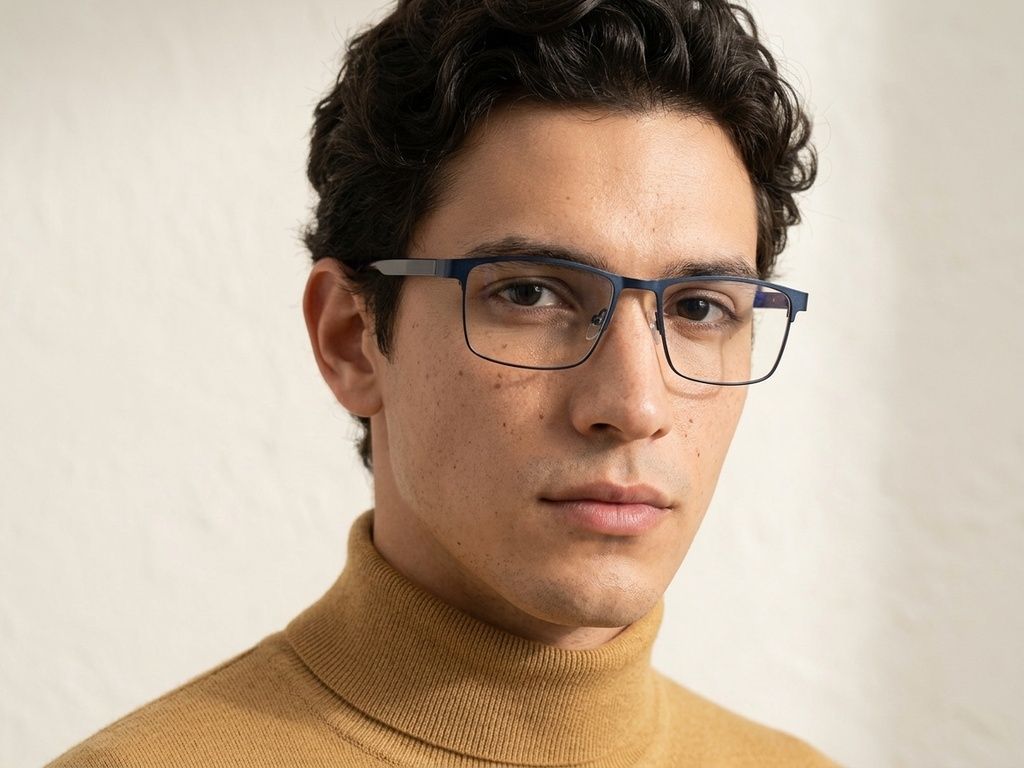 Rectangular Blue Metal Glasses #BS2425-0628