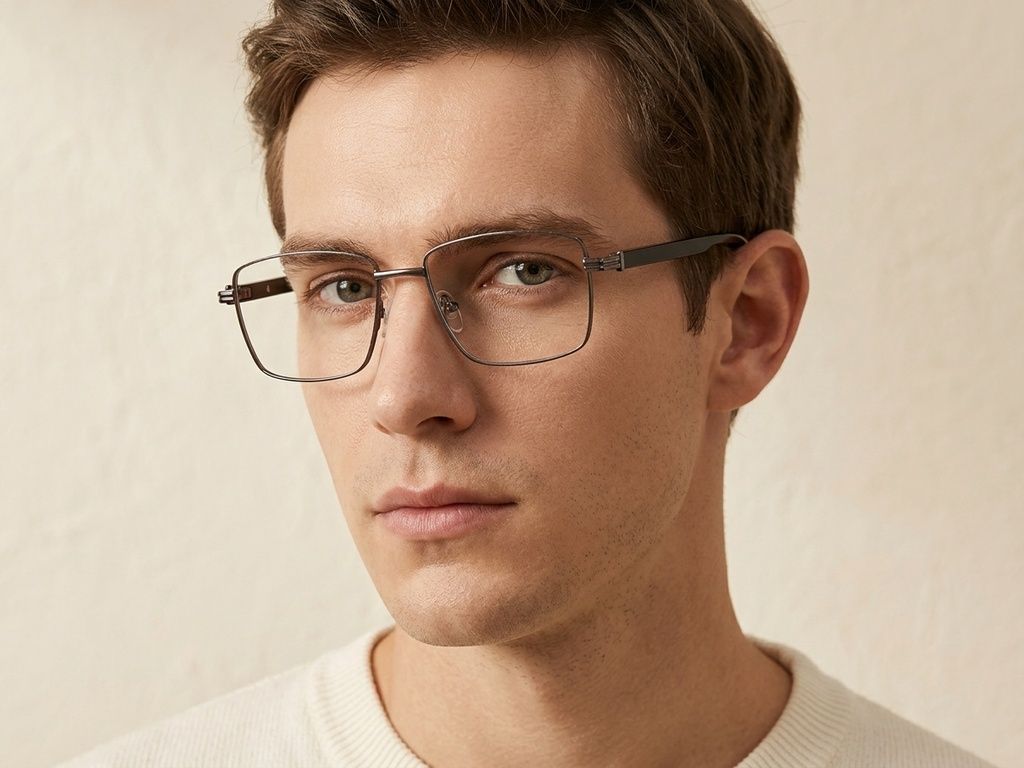 Gafas rectangulares de metal negro #BS2425-0631