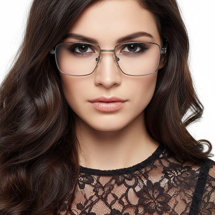 Rectangular Gray Metal Glasses #BS2425-0633