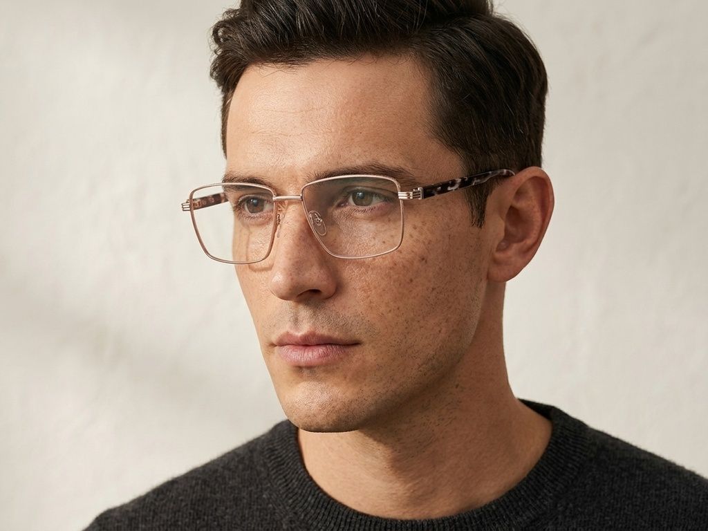 Lunettes rectangulaires en métal doré #BS2425-0634