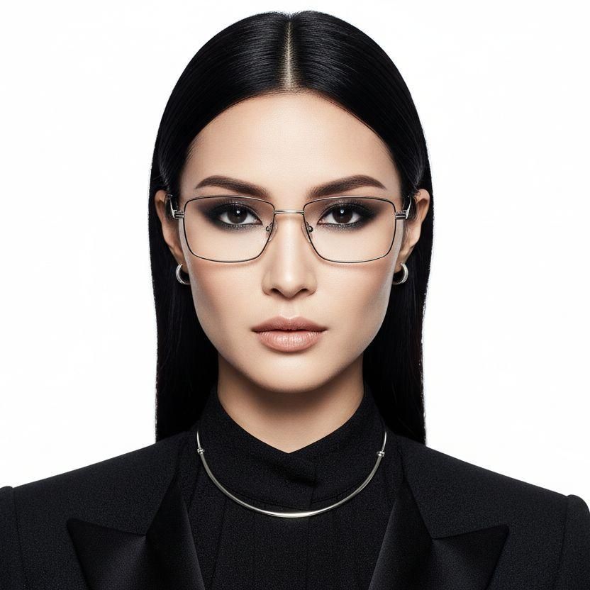 Lunettes rectangulaires en métal doré #BS2425-0634