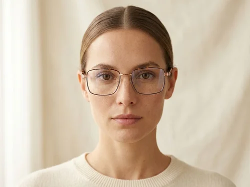 Lunettes rectangulaires en métal doré #BS2425-0635
