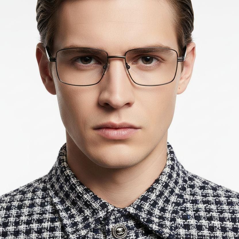 Lunettes rectangulaires en métal gris #BS2425-0637