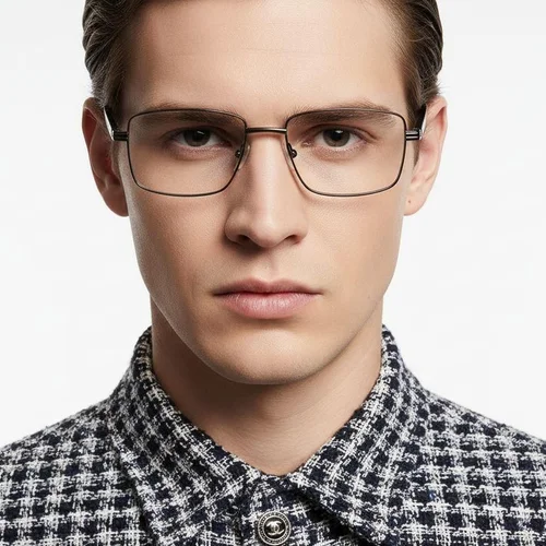 Lunettes rectangulaires en métal gris #BS2425-0637