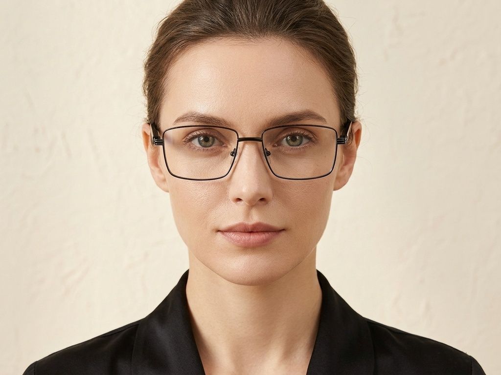 Rectangular Black Metal Glasses #BS2425-0638