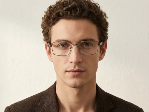 Lunettes rectangulaires en métal gris #BS2425-0639