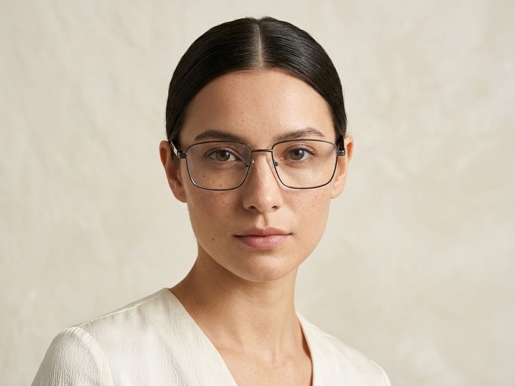 Gafas rectangulares de metal gris #BS2425-0643